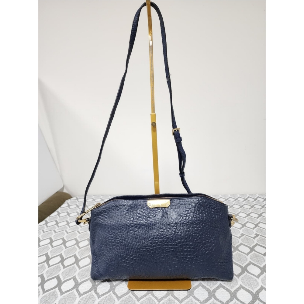 BURBERRY Heritage Grain Leather Small Chichester Crossbody Bag Navy Blue